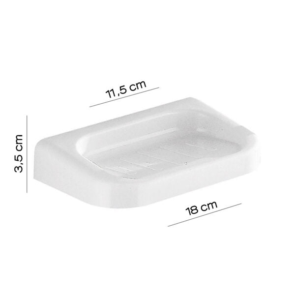 Porta sapone serie "linea" in durolite e ABS antiurto con fissaggio a vite o colla