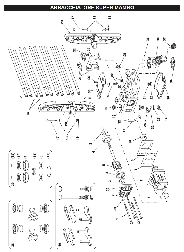 Kit completo guarnizioni di ricambio per abbacchiatore Zanon Super Mambo