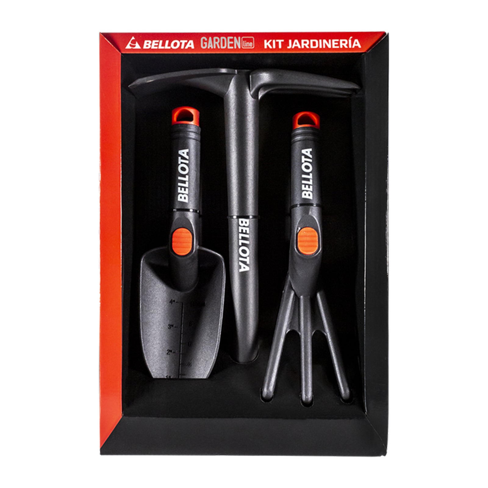 Set 3 pezzi trapiantatore, rastrello e zappetta attrezzi per giardino