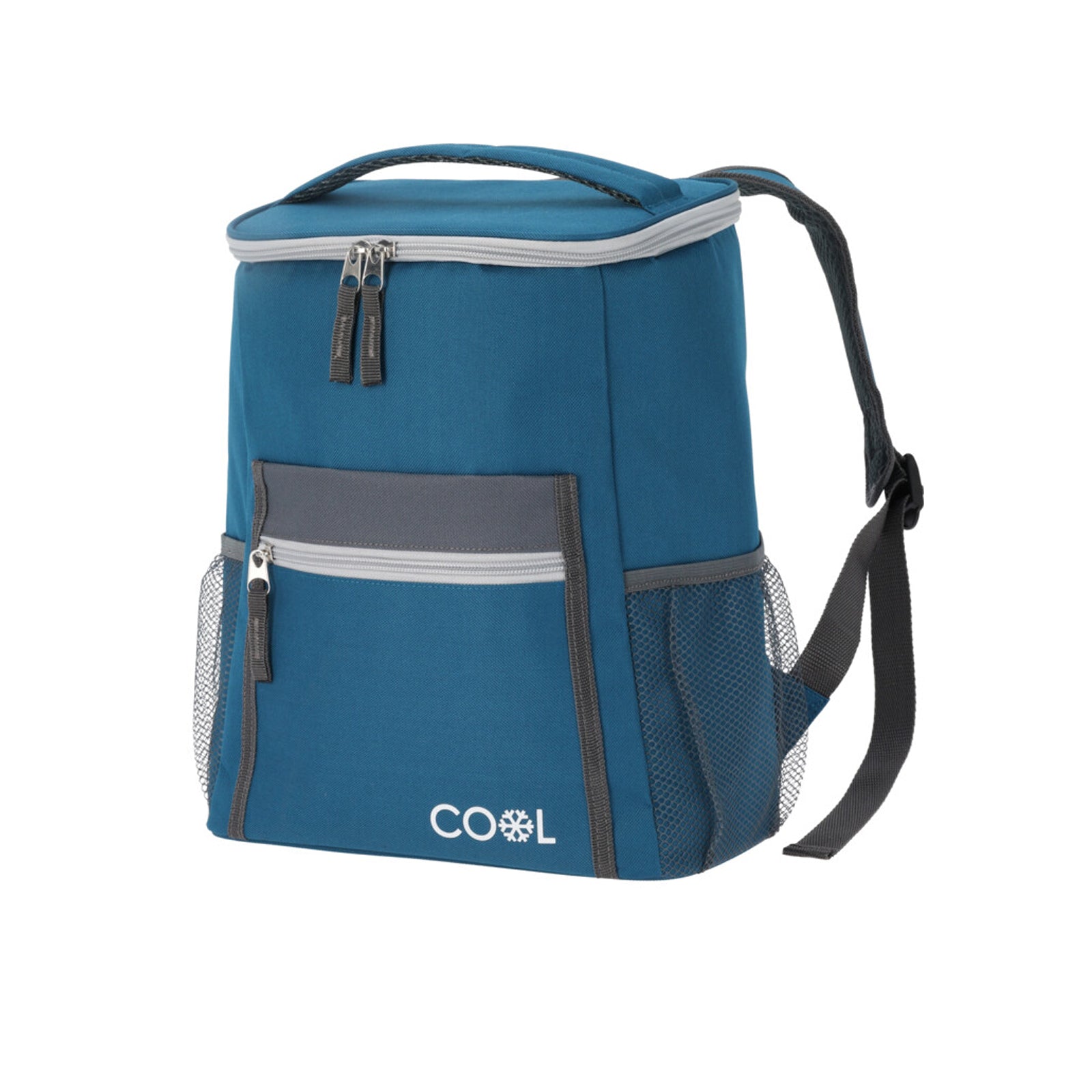 Borsa frigo termica da mare per cibi e bevande, blu, chiusura con zip