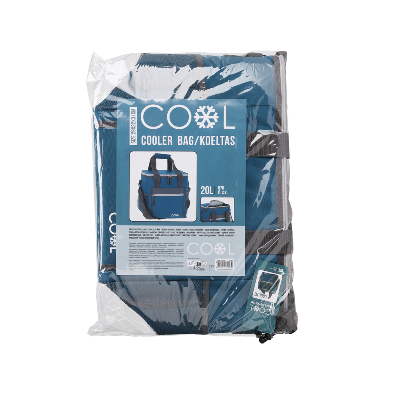 Borsa frigo termica da mare per cibi e bevande, blu, chiusura con zip