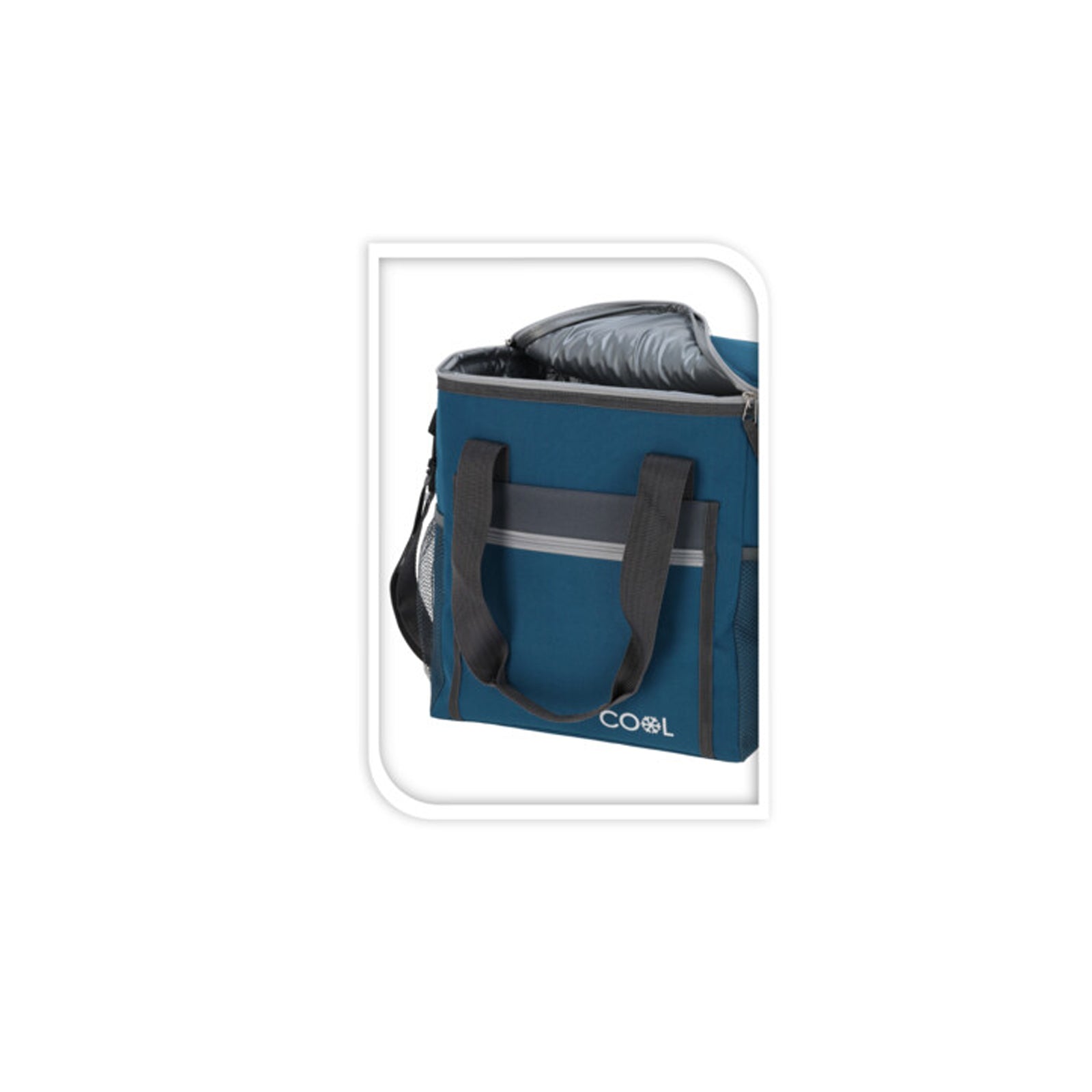 Borsa frigo termica da mare per cibi e bevande, blu, chiusura con zip