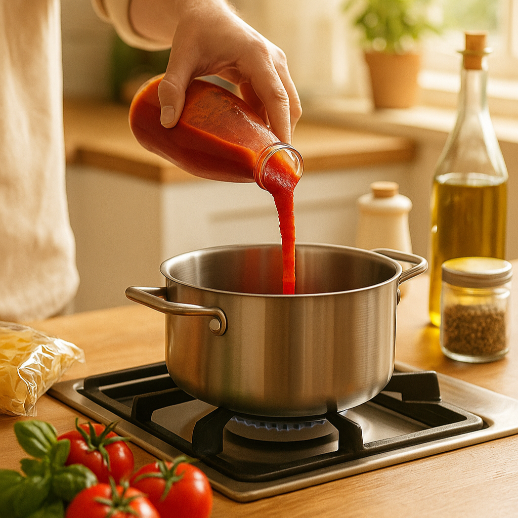 Bottiglie per passata di pomodoro in vetro con tappo da Ø 53 mm