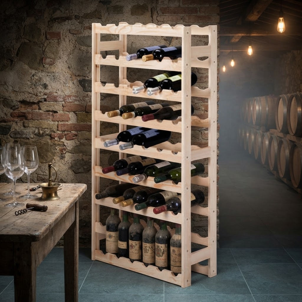 Cantinetta in legno di pino con listelli da 16 mm per bottiglie di vino
