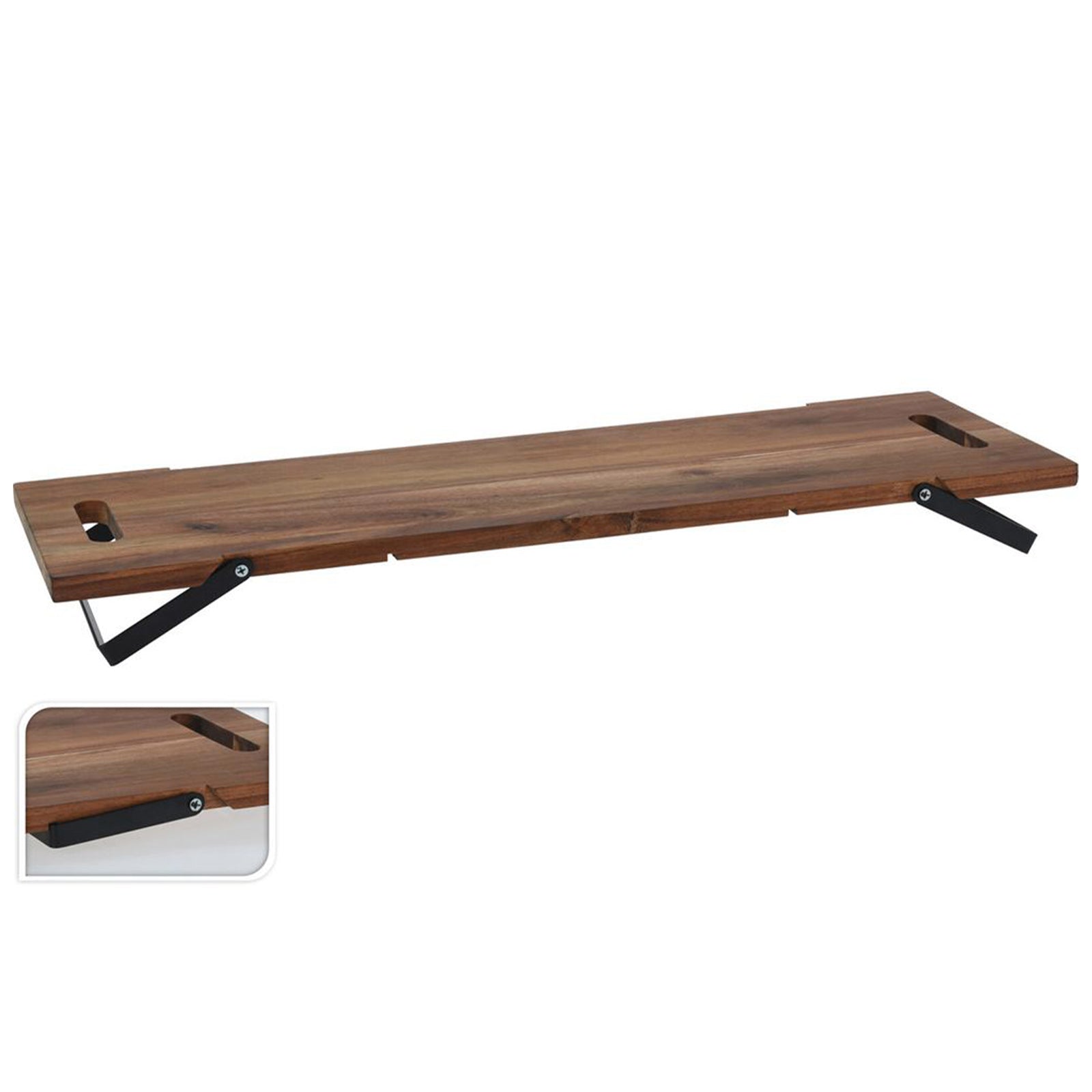 Vassoio in legno di acacia e metallo 67 cm