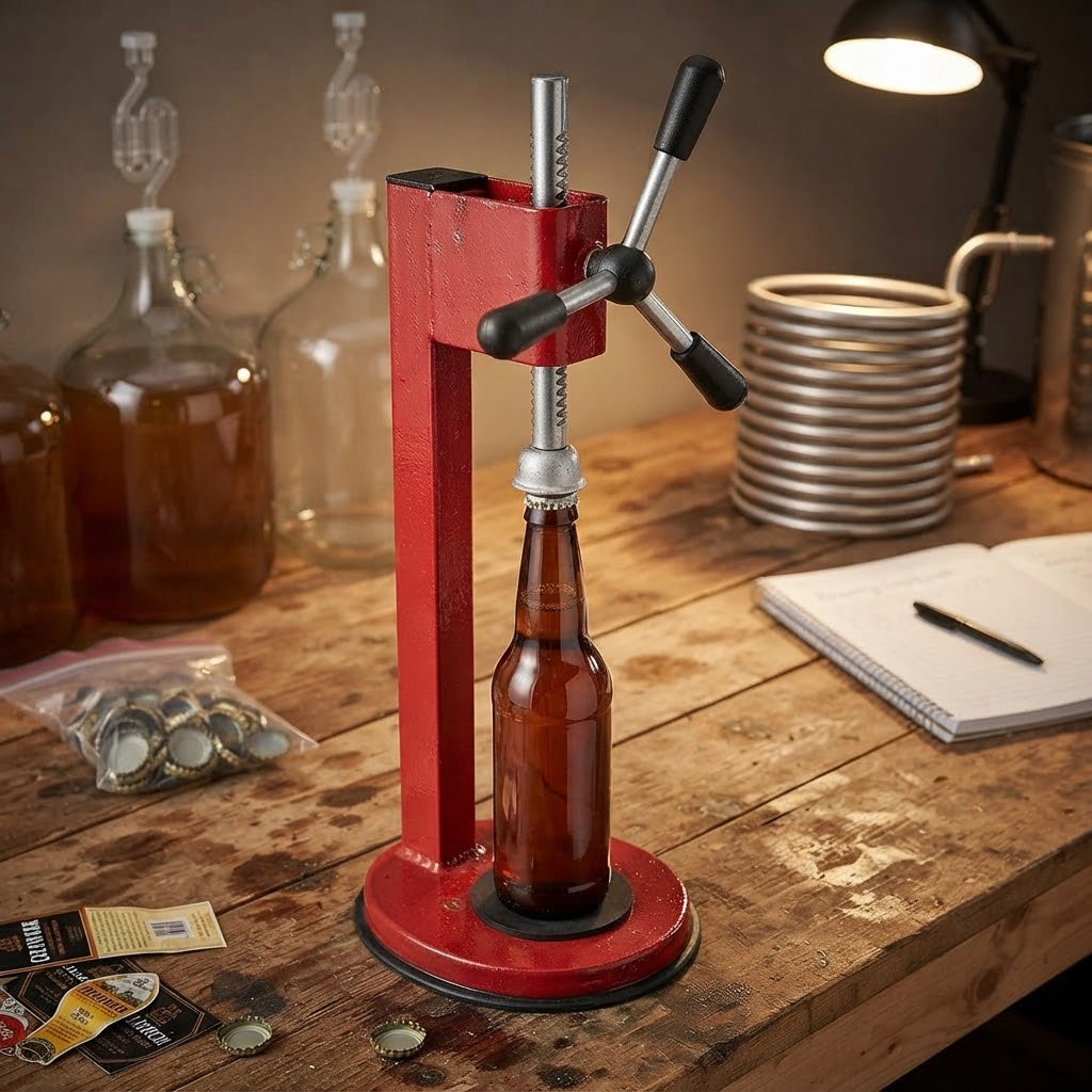 Capsulatrice "Corona" tappatrice a cremagliera colonna per tappi corona da 26 mm