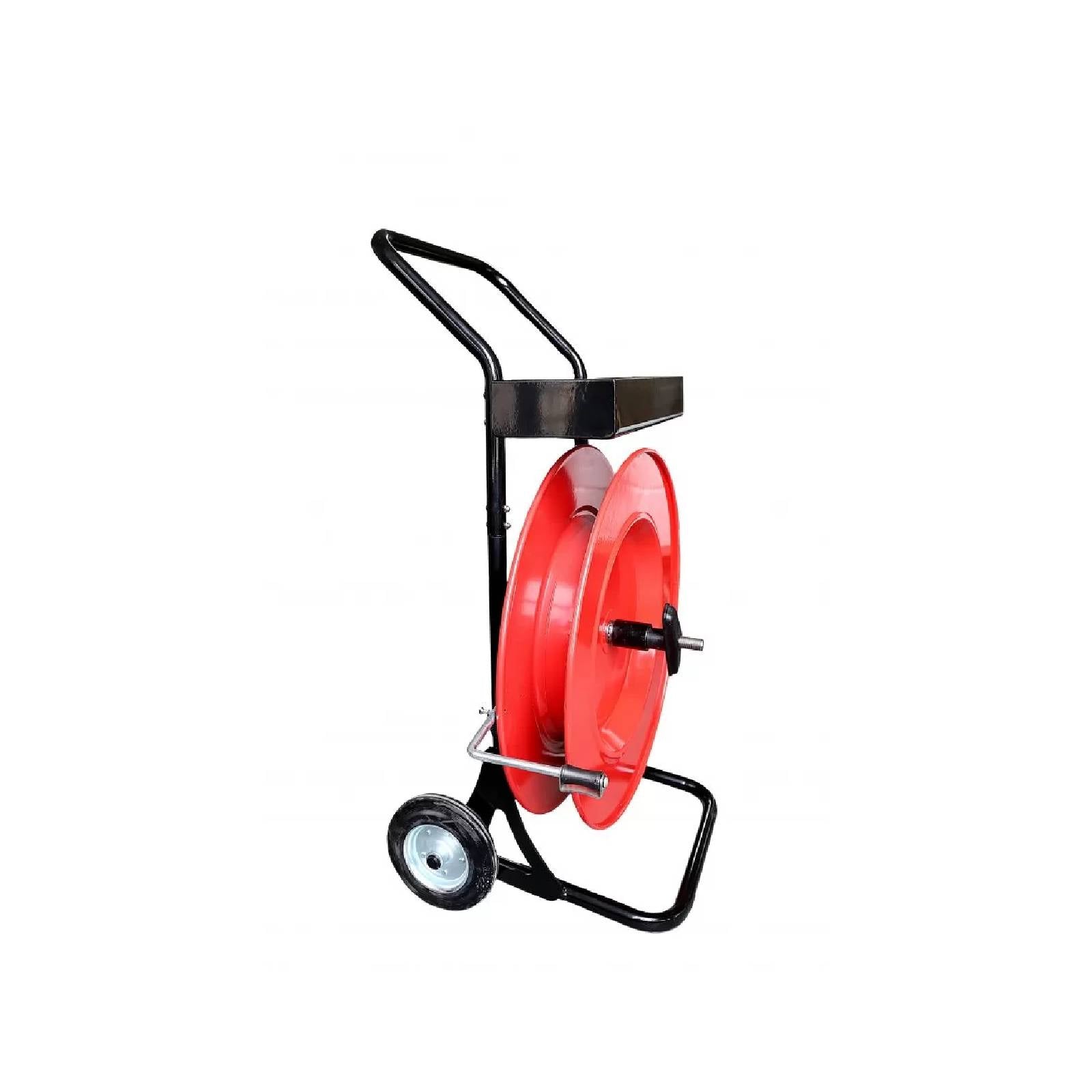 Portareggia con telaio in tubolare e un disco di Ø 60 cm ideale per grandi bobine di reggetta in plastica