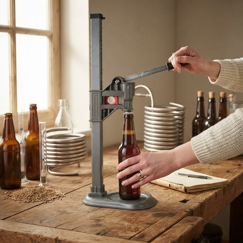 Capsulatrice "Colt Strong" tappatrice a cremagliera colonna per tappi corona da 26 e 29 mm
