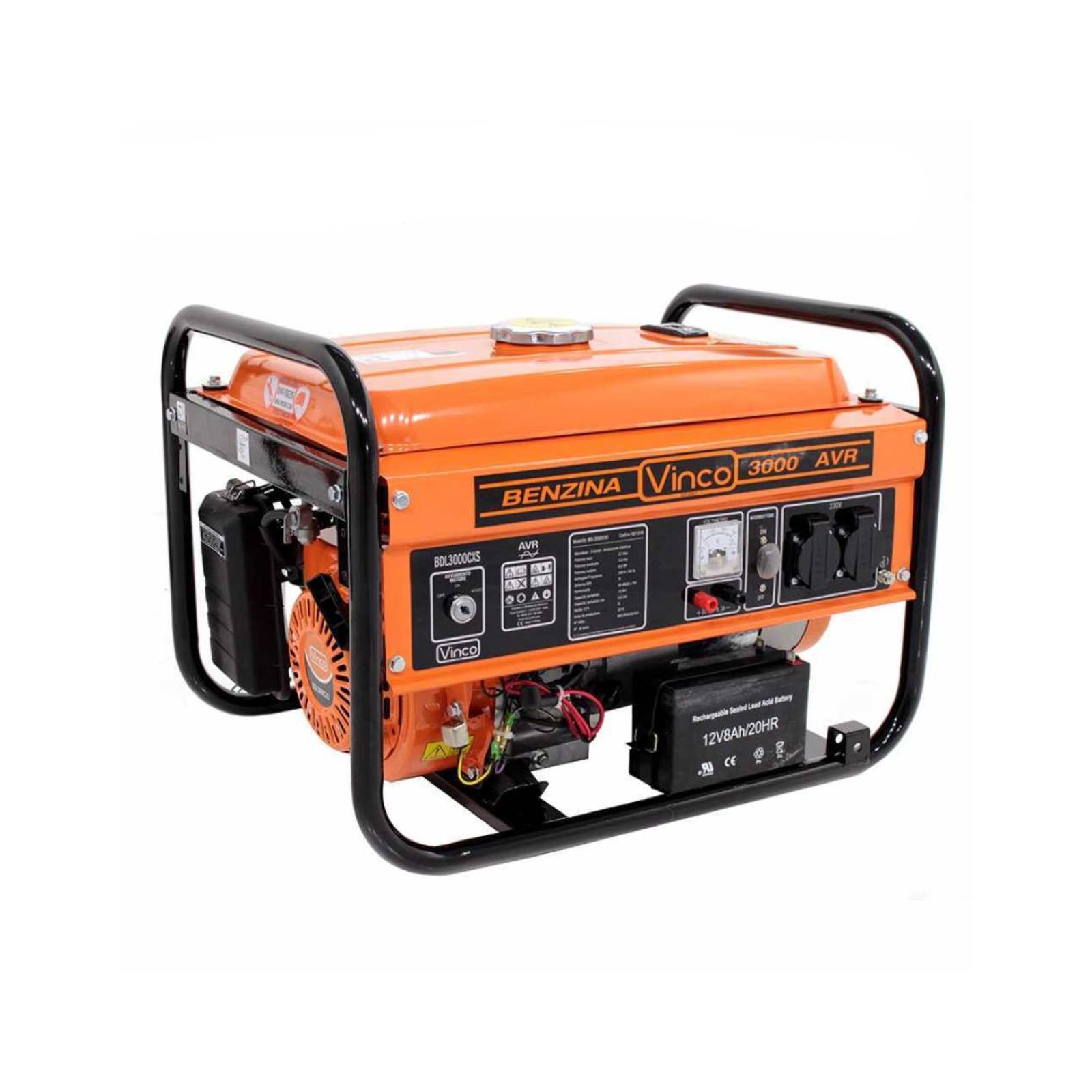 Generatore "BDLEC3000" motore monofase a 4 tempi con funzionamento con benzina ed avviamento a strappo 2,8 KW Hp 6,5