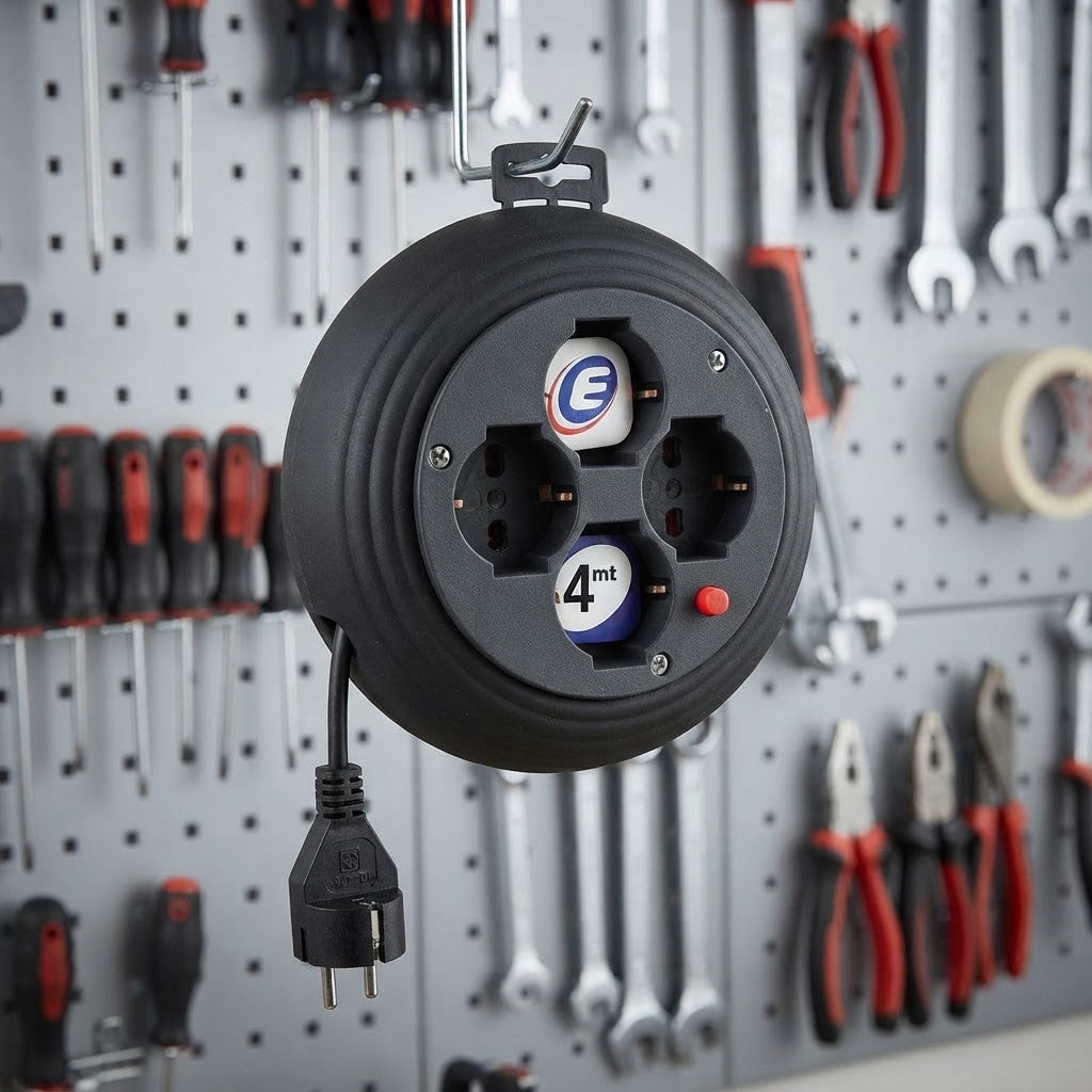 Avvolgicavo 4 Prese 2P con protezione termica e certificato