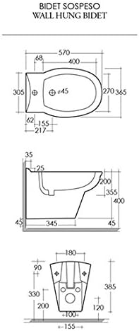 Bidet sospeso "KARLA" in ceramica per arredamento moderno