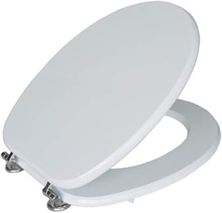 Sedile per vaso WC bianco in legno MDF con chiusura rallentata