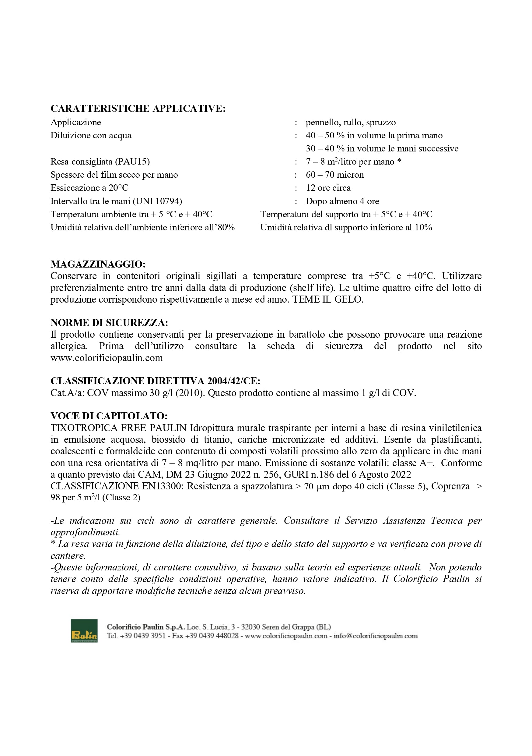 Tixotropica Free Idropittura murale Traspirante ad Alta Copertura per Interni