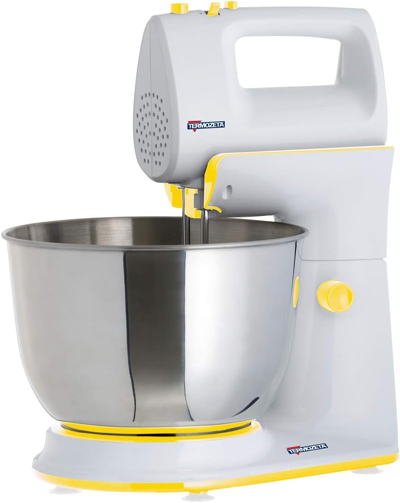 Impastatore sbattitore in acciaio inox con 2 fruste ad anello, da 3 litri