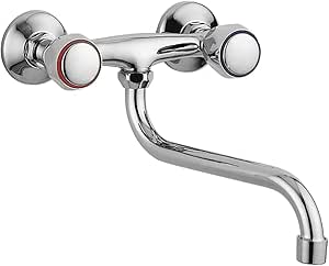 Gruppo lavello inferiore in ottone cromato con rompigetto e bocca girevole