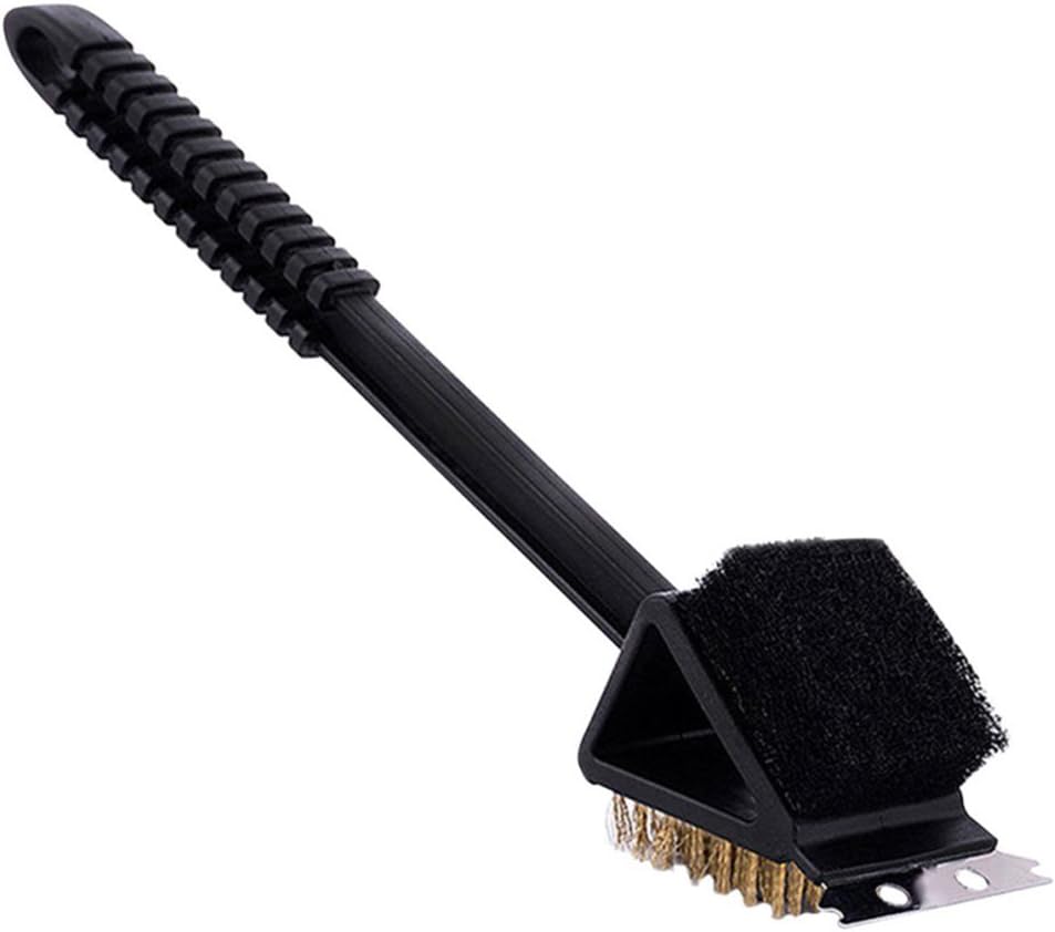 Spazzola doppia per barbecue con fili per abrasione per pulizia e supporto per rimozione