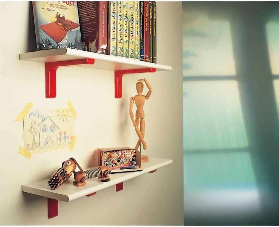 Reggi mensola per arredo in acciaio con copertura in plastica, kit con viti e tasselli