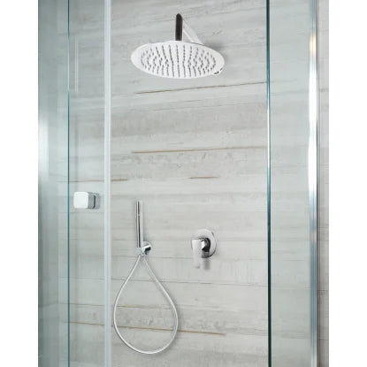 Soffione anticalcare tondo "Smart" in acciaio inox con ugelli in silicone