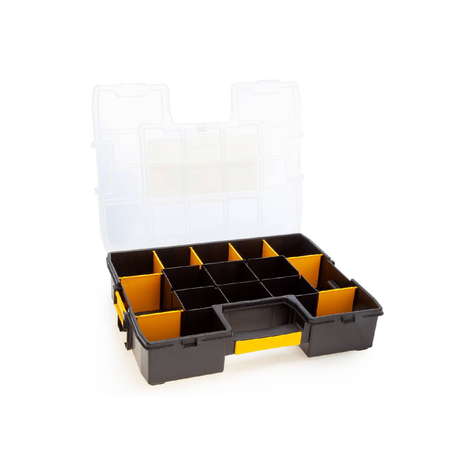 Cassetta organizer porta minuteria "Sort Master" con coperchio trasparente e divisori removibili