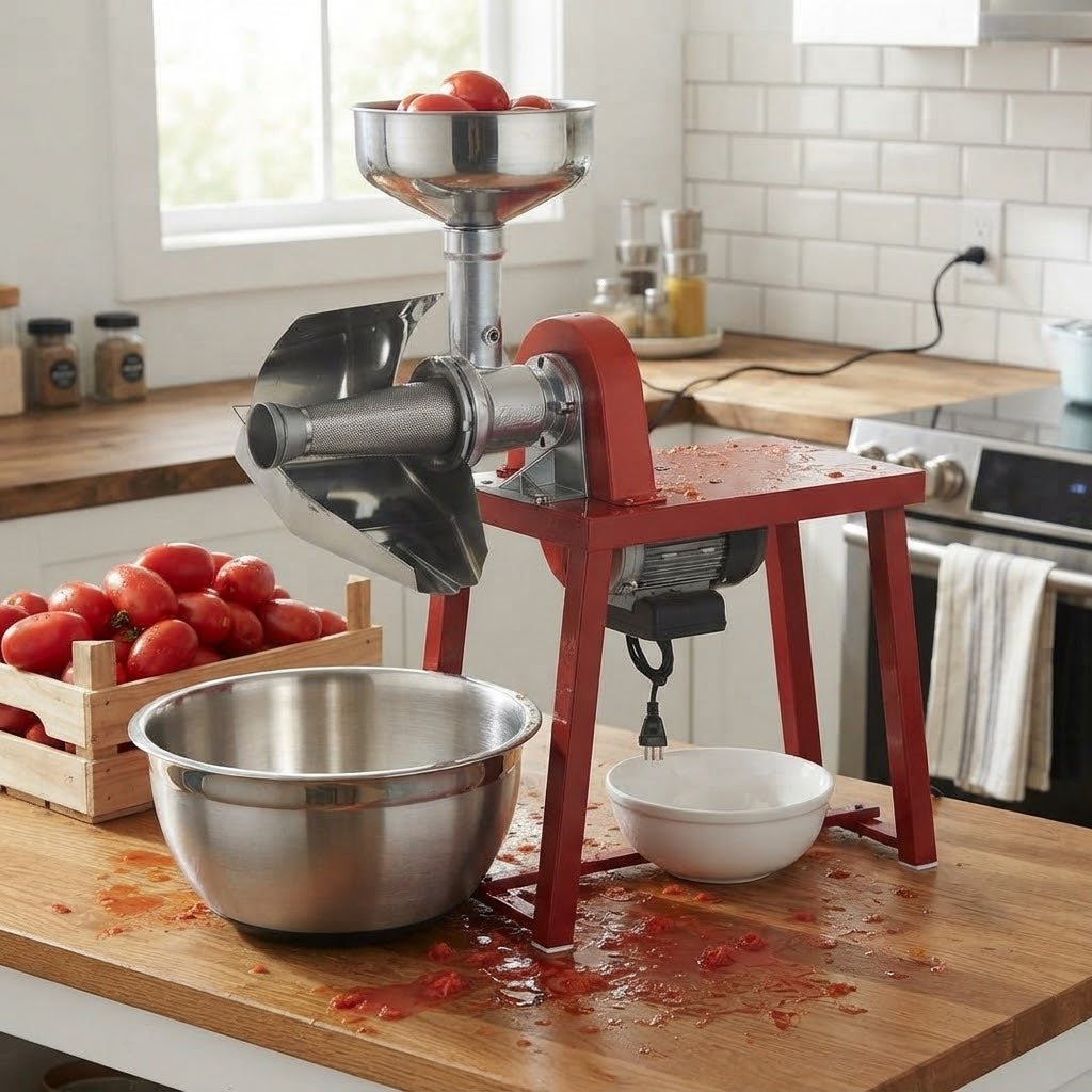 Spremipomodoro con banchetto "LC inox" con corpo macchina e ghiera in alluminio