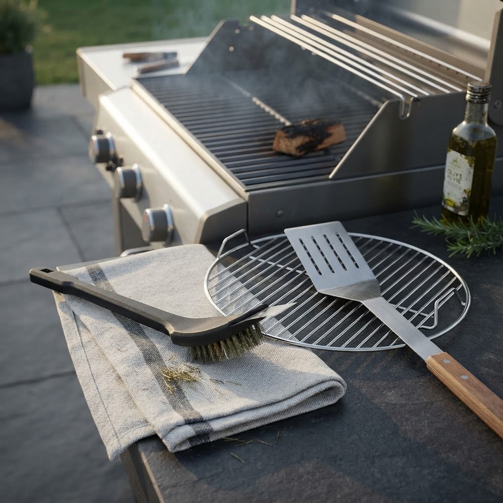 Spazzola in ferro con spatola per barbecue e griglia da 30 cm