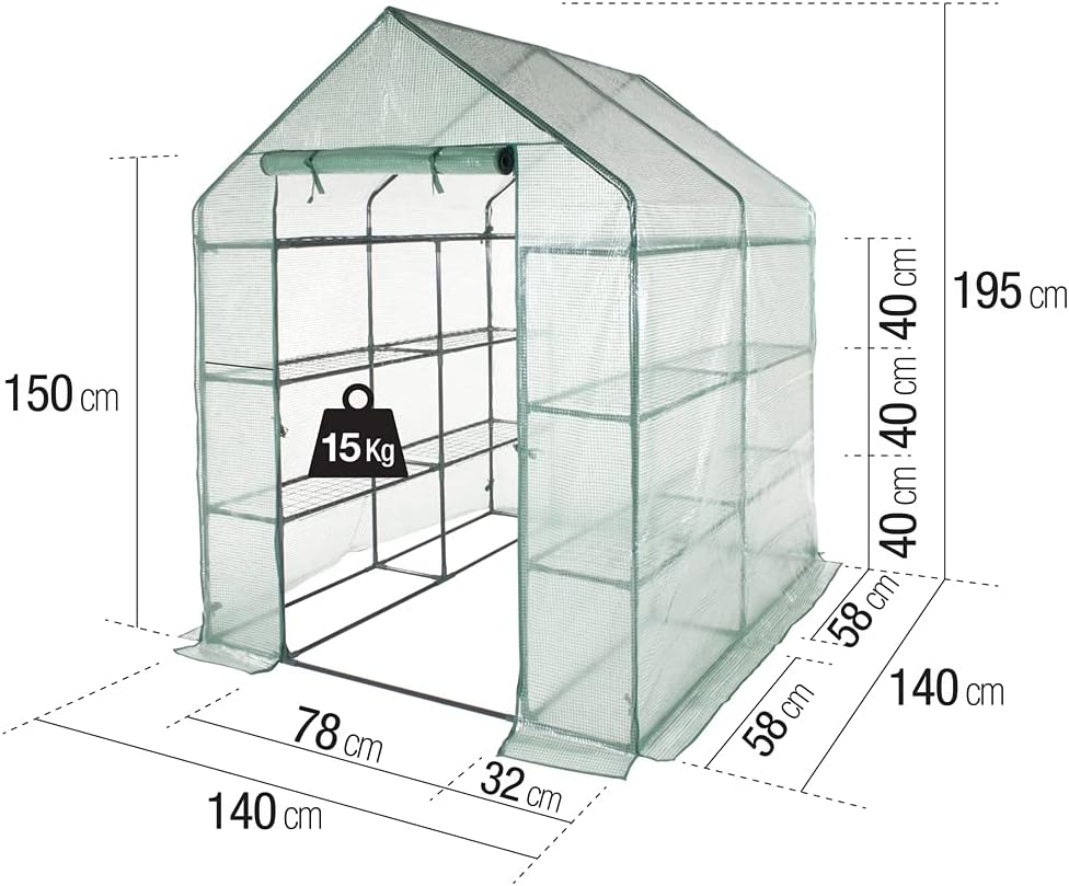 Serra da balcone "Multiripiano" per piante in filo zincato con 6 ripiani