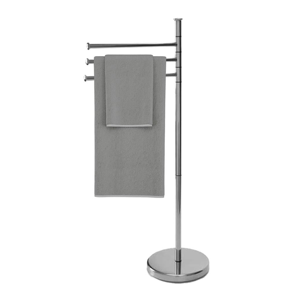 Piantana porta asciugamani a tre bracci in acciaio con base stabile e design moderno