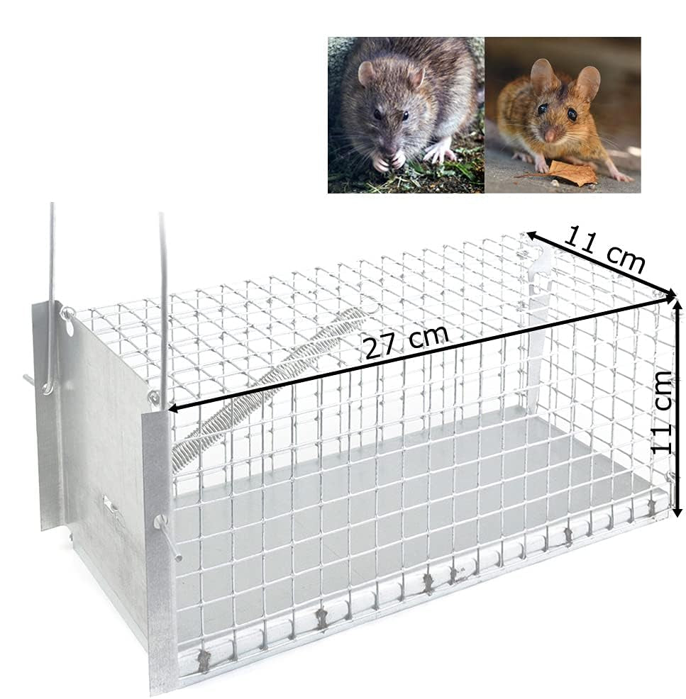 Trappola per topi a galleria in lamiera e ferro zincato