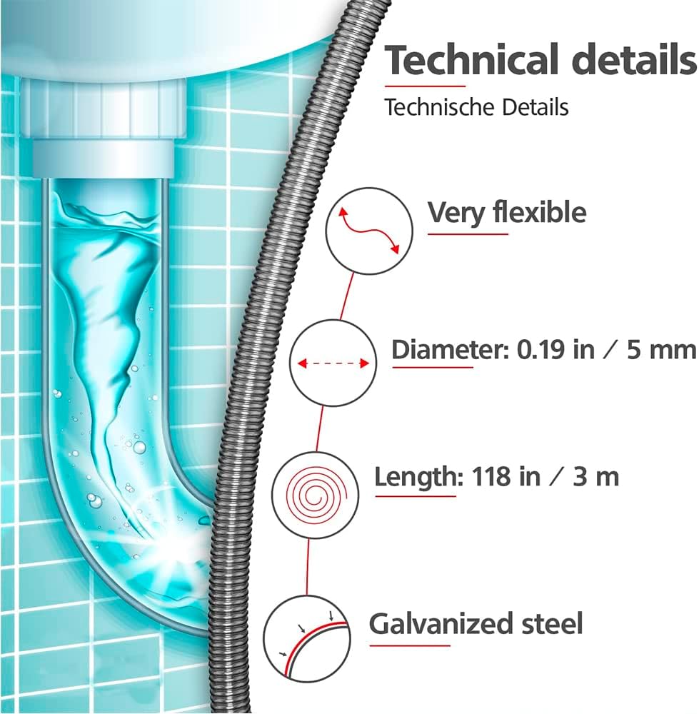 Stura scarico a molla con spirale in acciaio e manovella in legno da Ø 6 mm