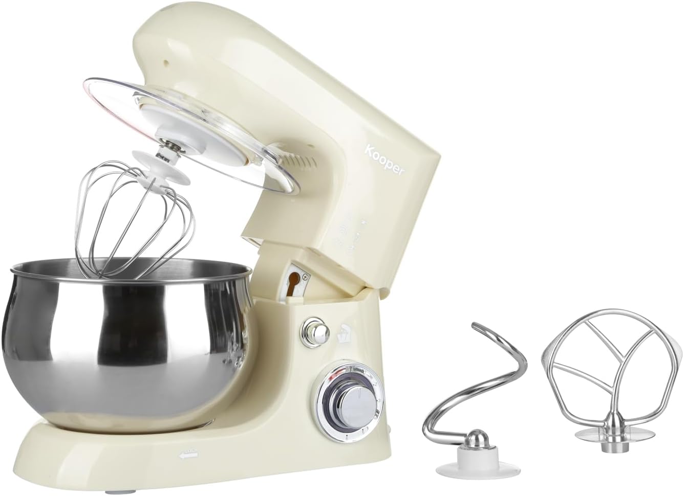 Impastatore sbattitore in acciaio inox con 2 fruste a 6 velocità, da 5 litri