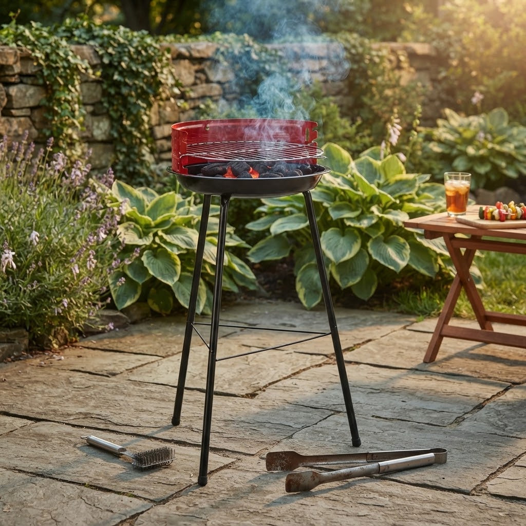 Barbecue "Sirio" in acciaio verniciato con griglia di cottura e gambe ad innesto