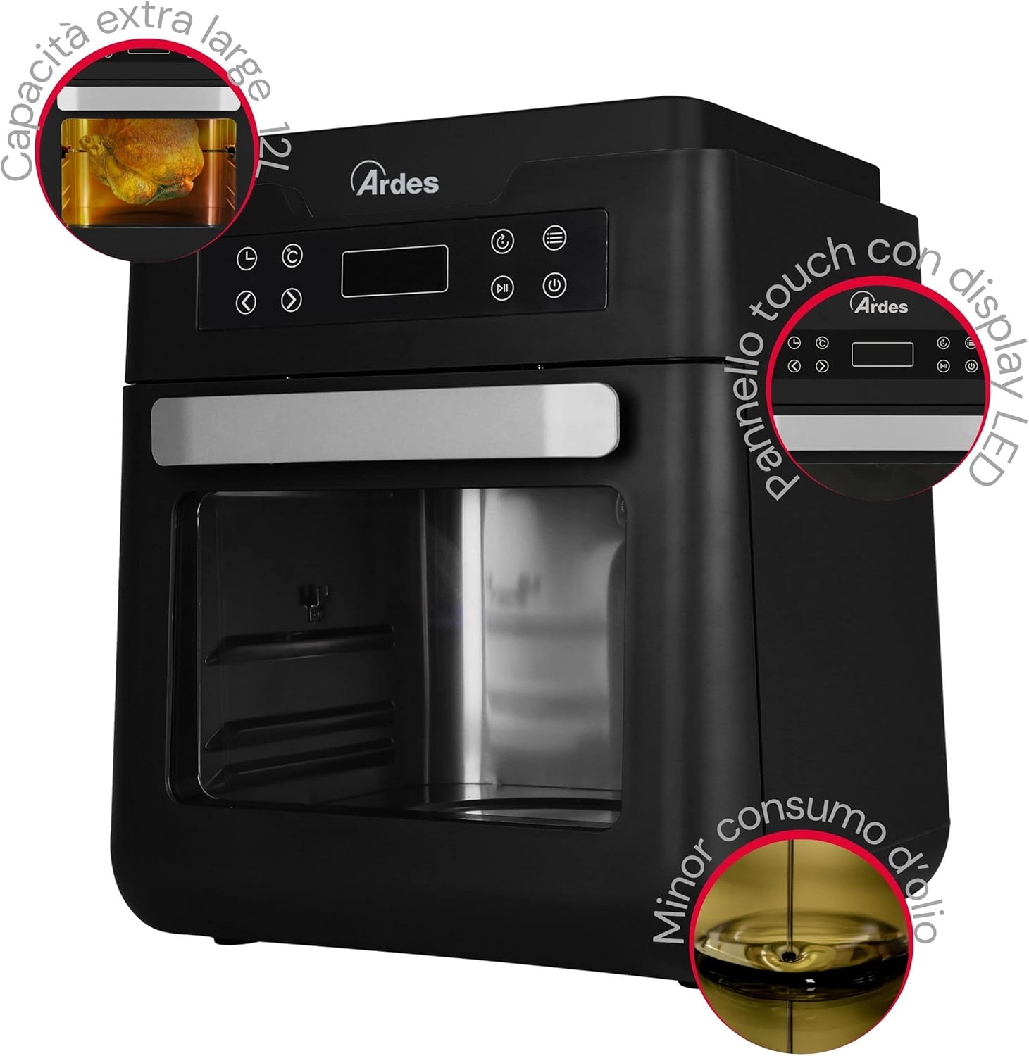 Friggitrice ad aria elettrica ideale "Eldorada XXL" per tutti i tipi di frittura, capacità 12 litri