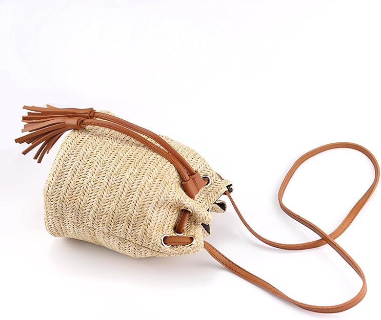 Zainetto in canvas e carta intrecciata da mare e campeggio porta pranzo, 44 x 40 x 20 cm