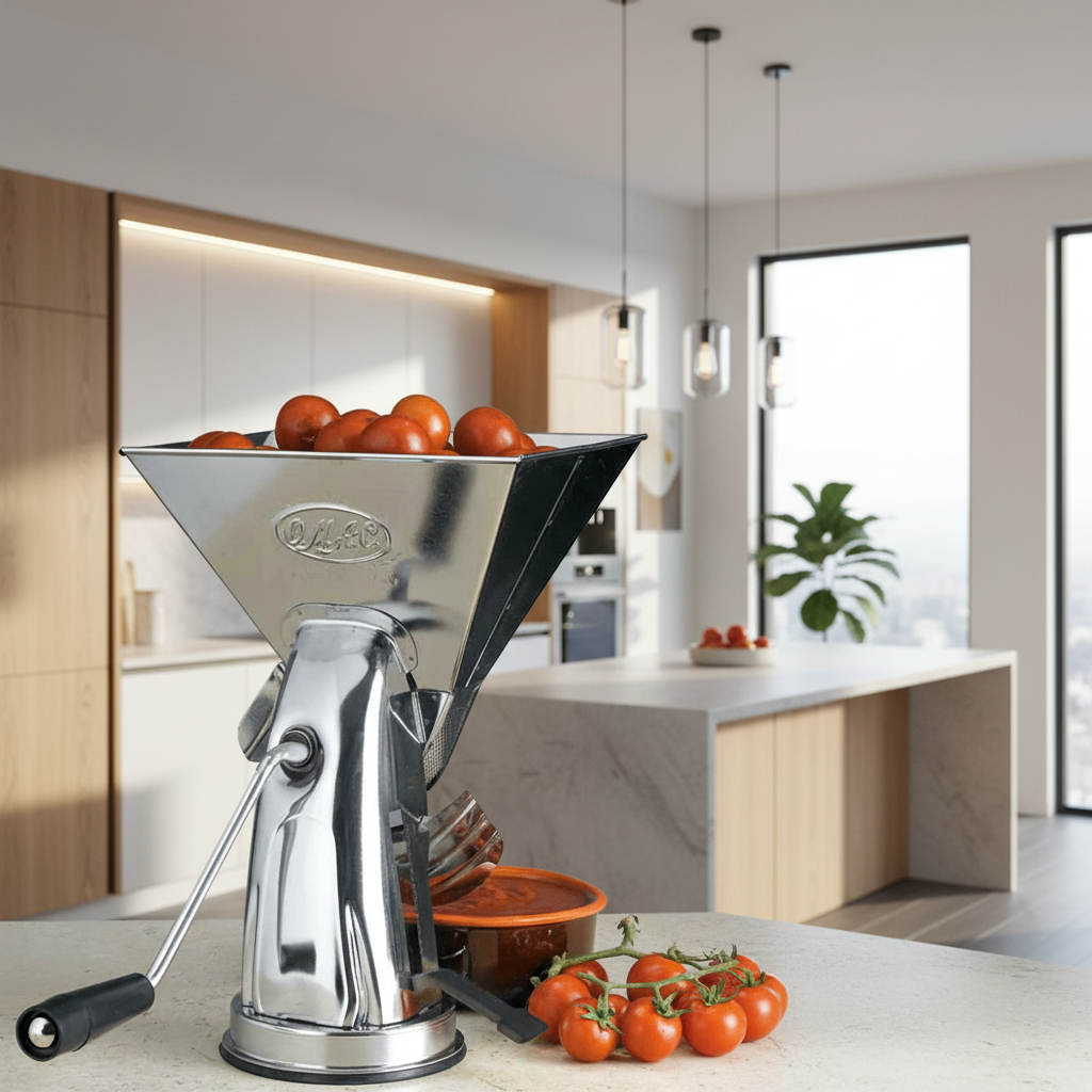 Passapomodoro manuale "Super Gulliver" in acciaio inox con rullo in alluminio
