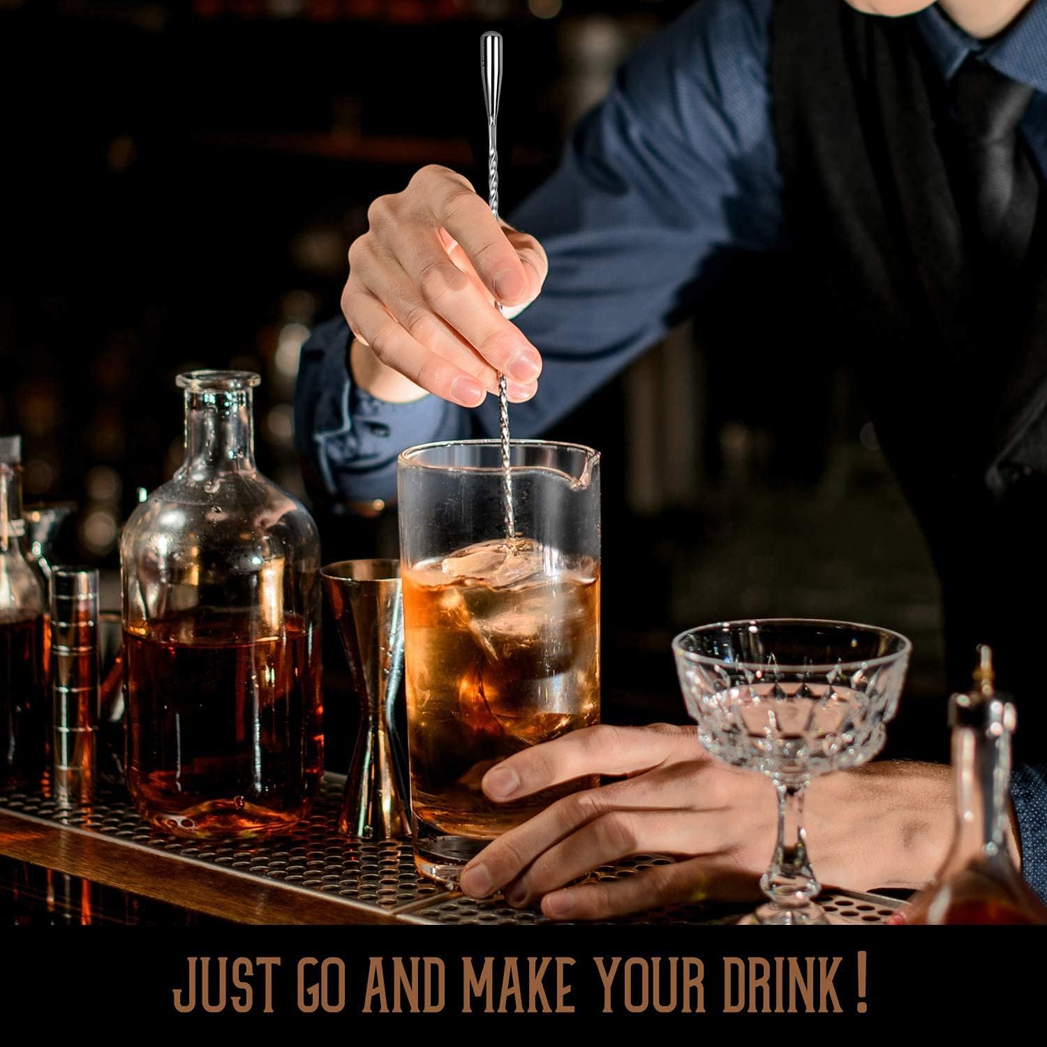 Cucchiaio per mescolare cocktail in acciaio inossidabile da 28 cm