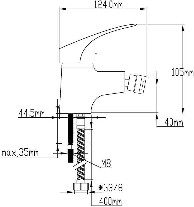 Miscelatore monocomando per bidet "urano" con piletta di scarico 1"1/4"