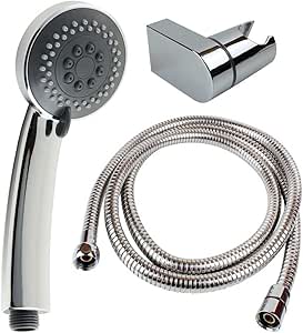 Doccetta Linea "Grey" anticalcare con tubo flessibile e supporto da parete