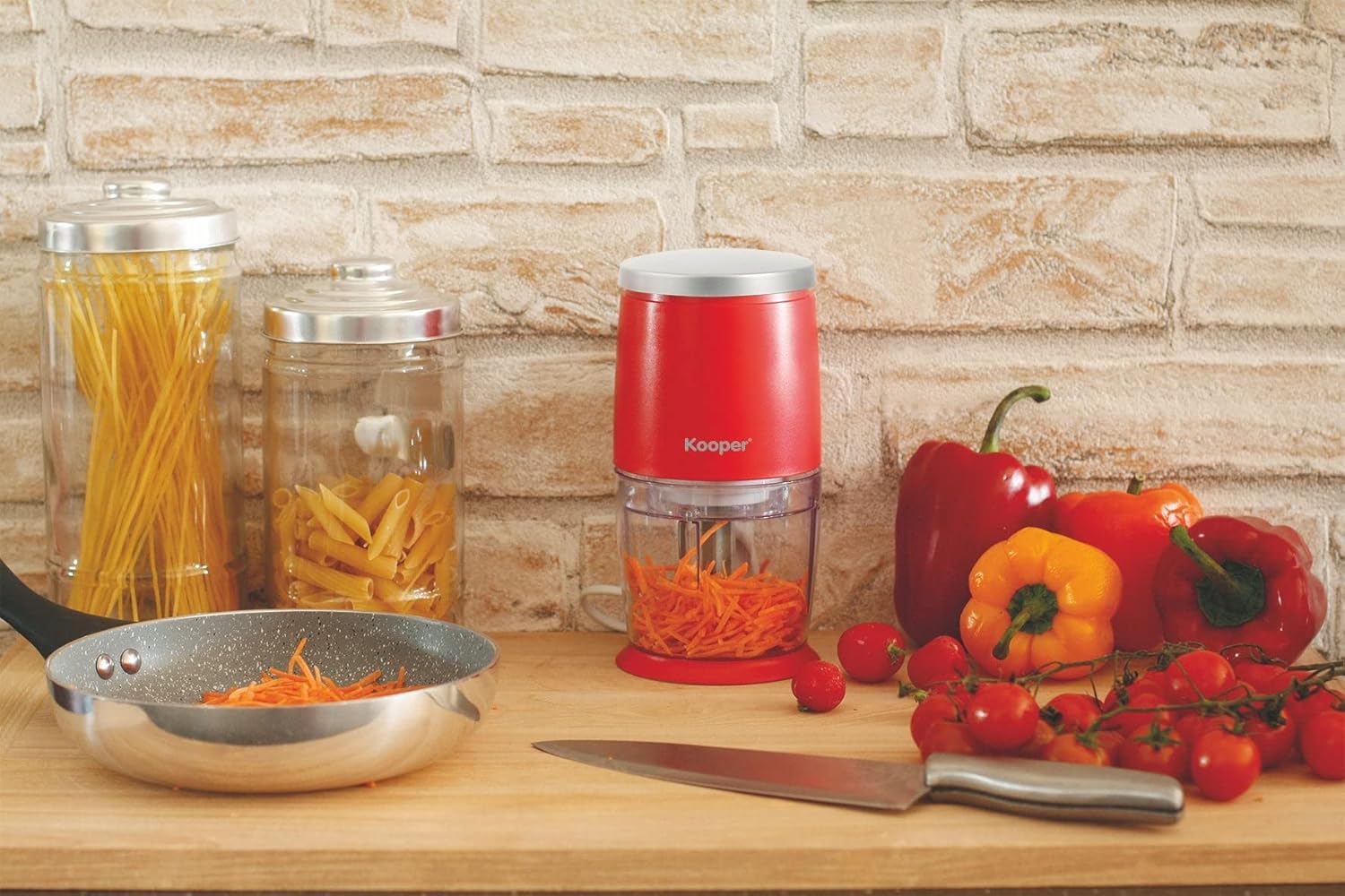 Tritatutto mini "Easy chopper" per tritare e sminuzzare con recipiente in plastica da 400 ml
