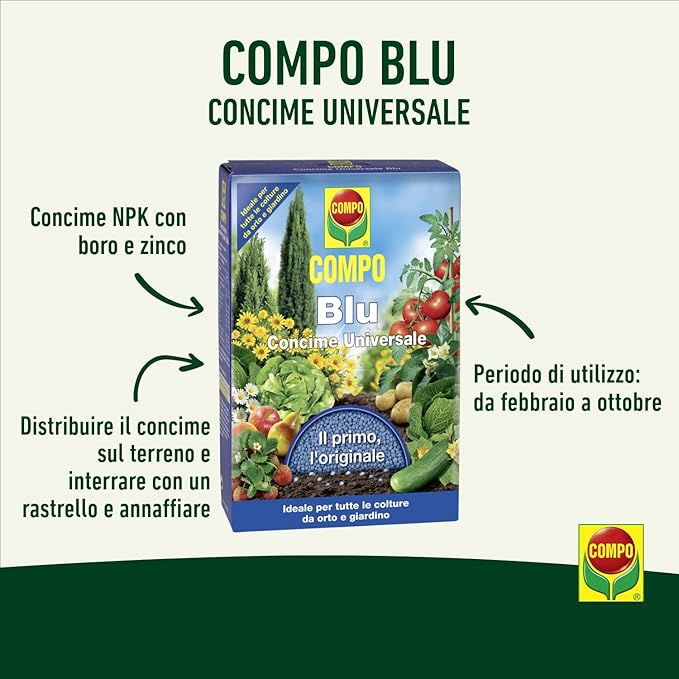 Concime Universale "Blu" per piante da orto e giardino granulare a lenta cessione 1 kg