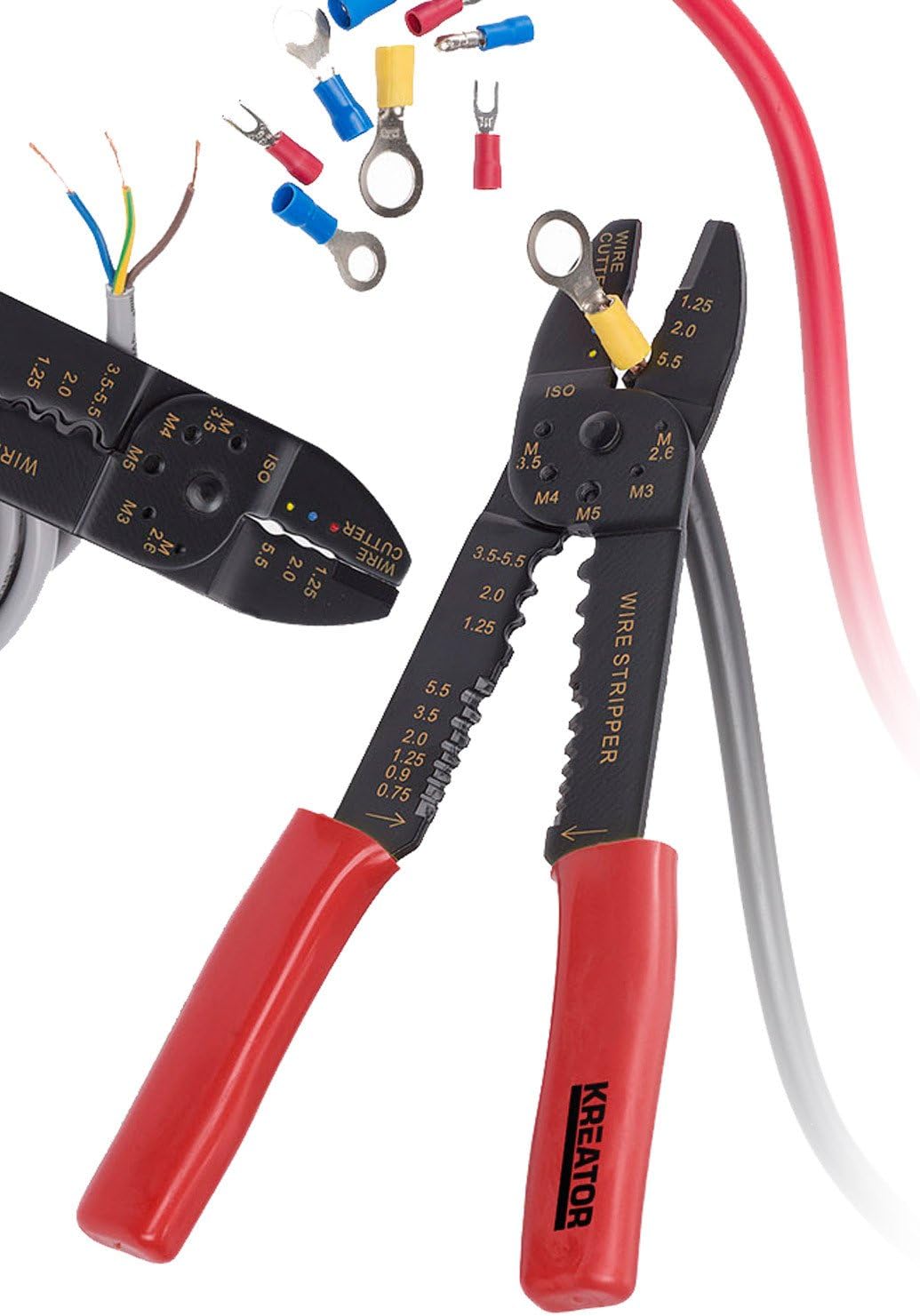 Pinza per capicorda e terminali isolati con 60 connettori e capicorda