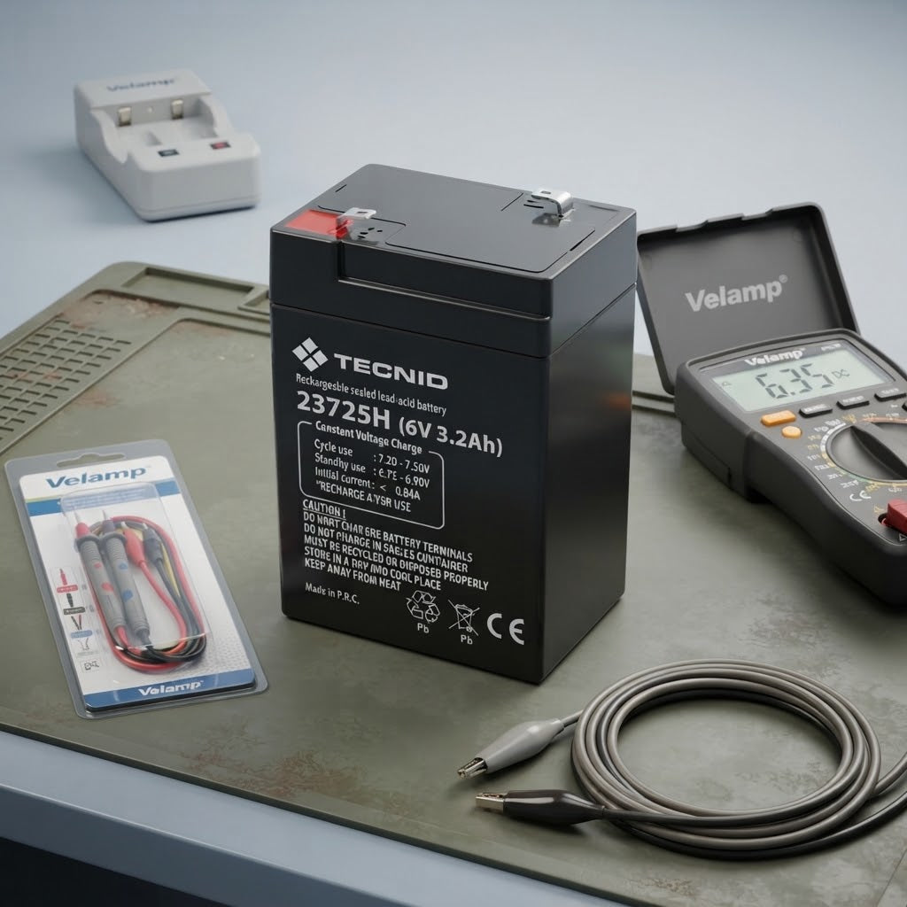 Batteria "Velamp" ricaricabile a tensione 6 V 3,2 Ah