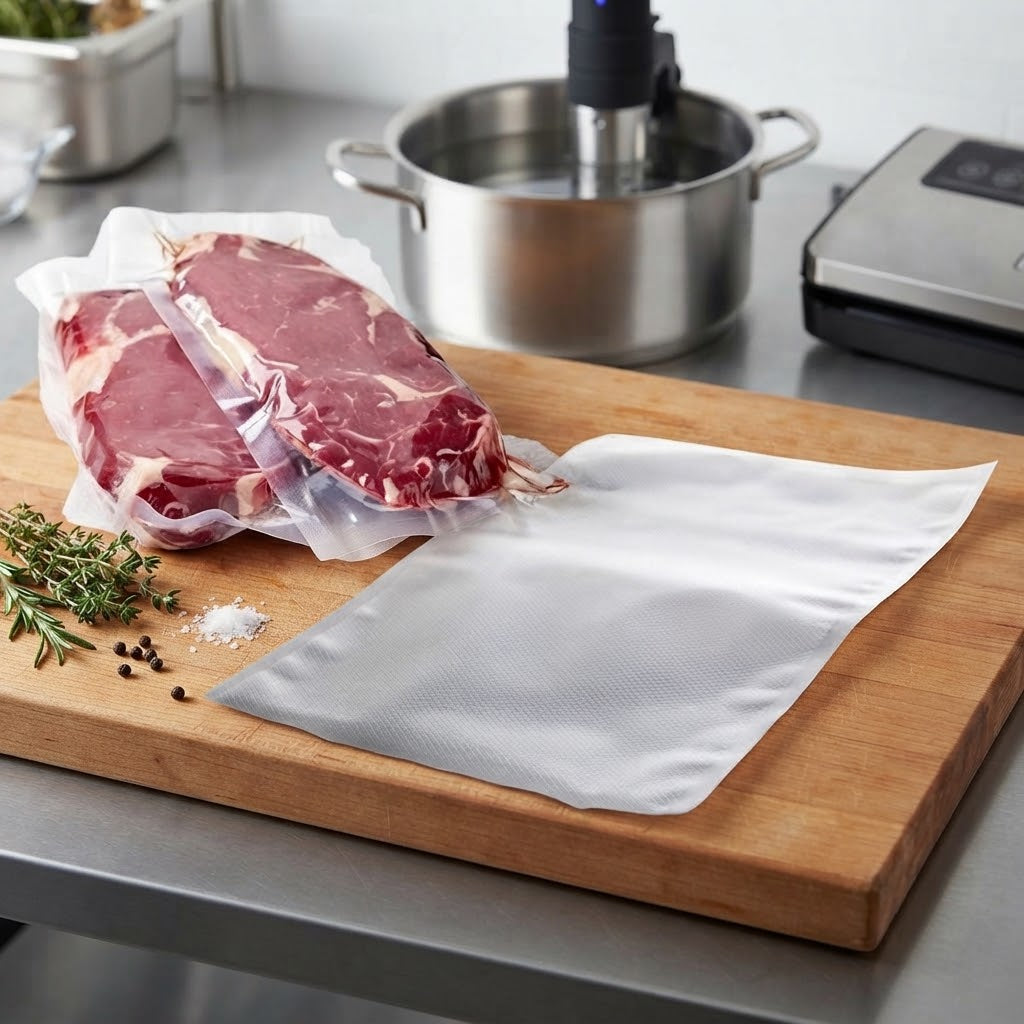 Sacchetti alimentari buste goffrate trasparenti per macchinetta sottovuoto