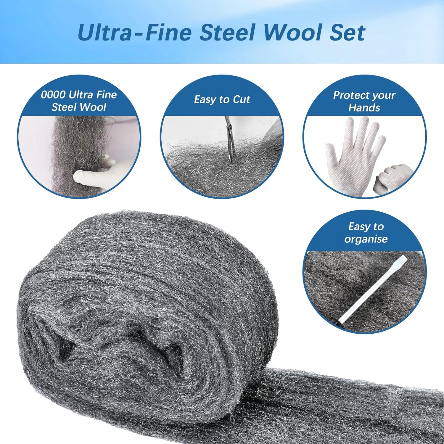 Lana d'acciaio paglietta metallica per carteggiare e togliere vernici da 1 kg