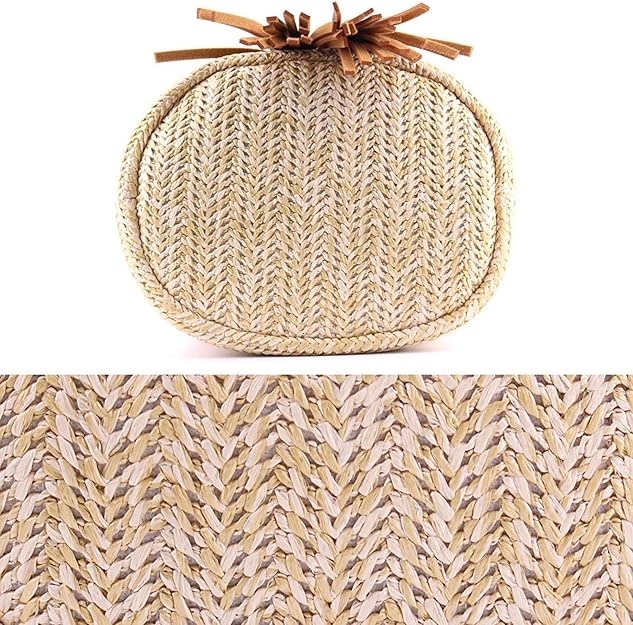 Zainetto in canvas e carta intrecciata da mare e campeggio porta pranzo, 44 x 40 x 20 cm