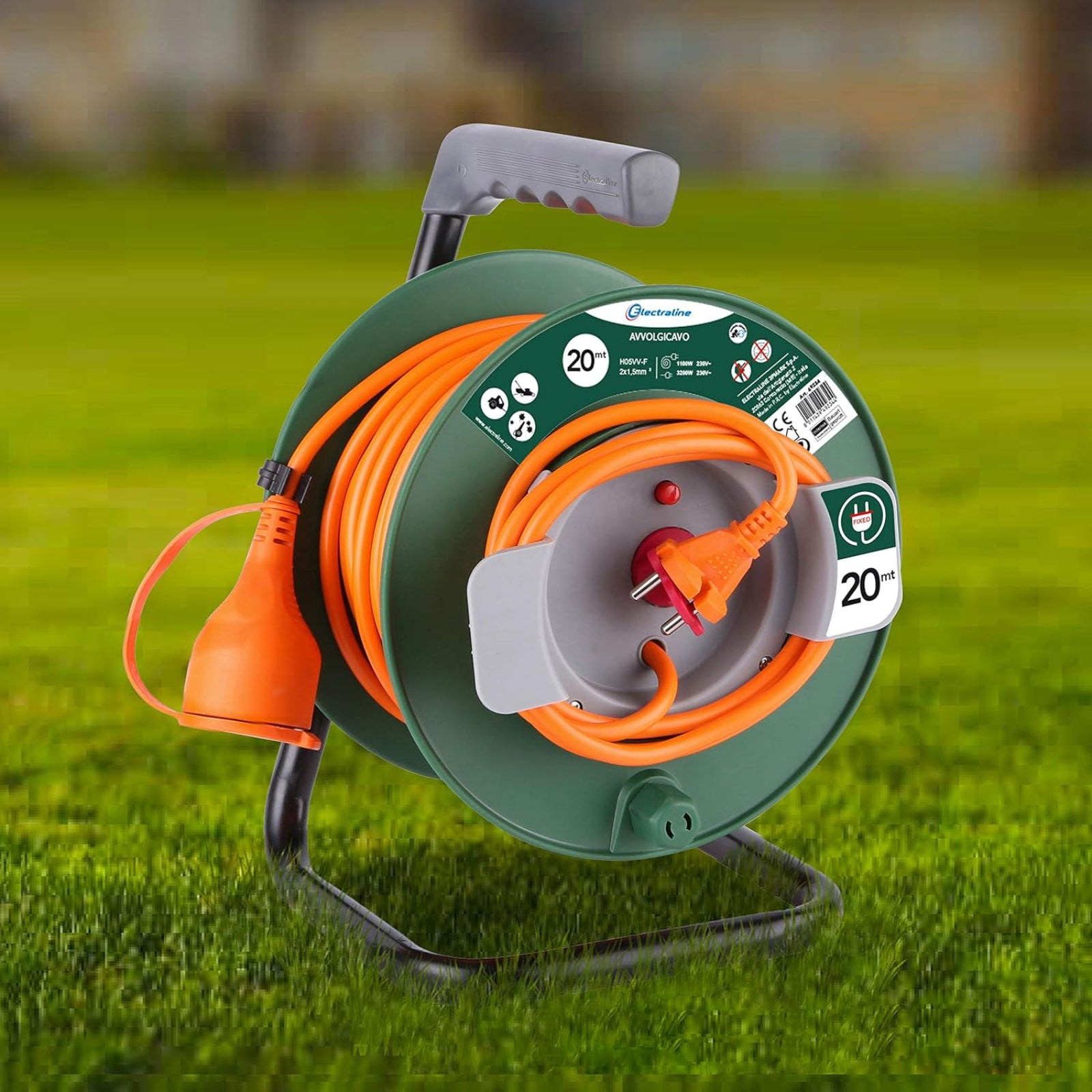 Avvolgicavo da giardino a cavalletto con maniglia girevole mt 20