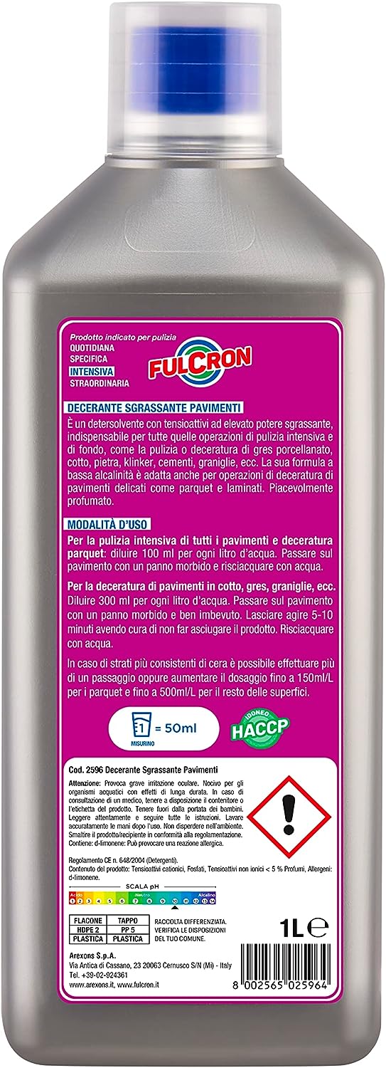 Sgrassante "Fulcron" decerante per pavimenti adatto per la pulizia intensiva, da 1 litro