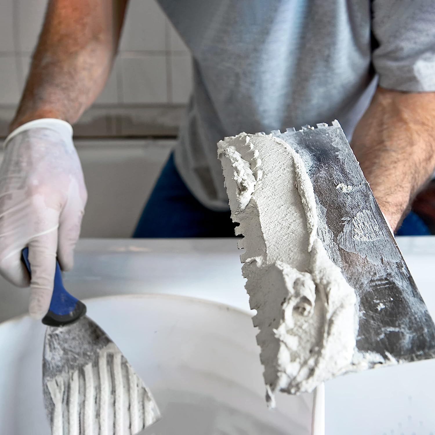 Frattone dentato con base in acciaio a dente quadro e manico in abs