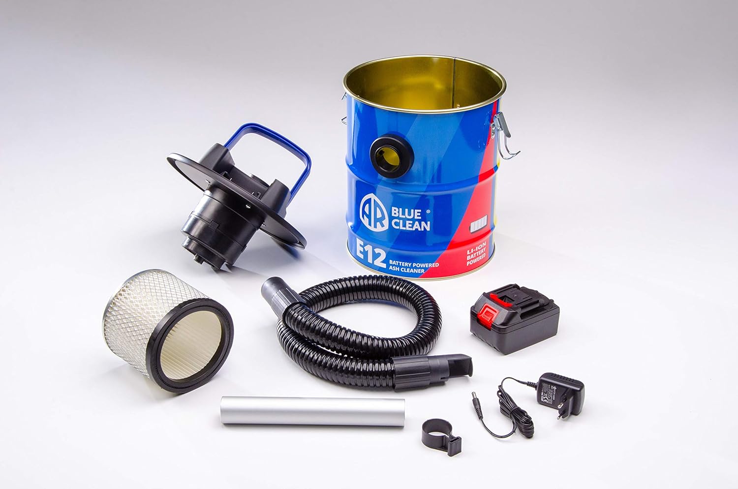 Bidone aspira cenere "E 12B" a batteria da 12 litri per aspirare ceneri fredde da stufe, camini e barbecue