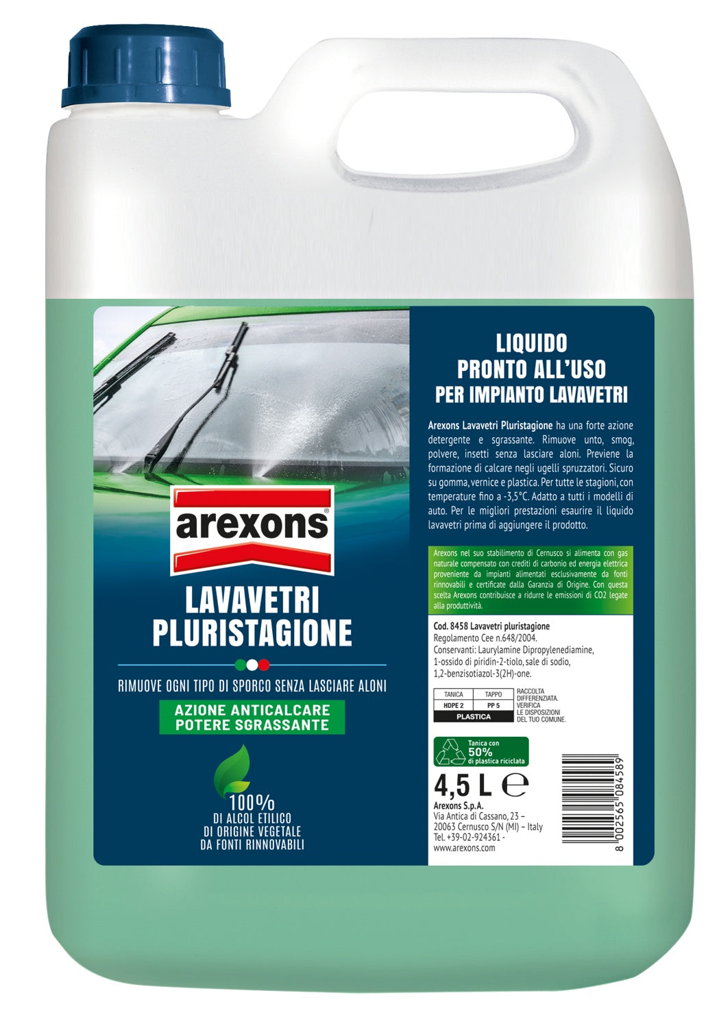 Liquido lavavetri antigelo 4 lt per auto e camion detergente tergicristallo