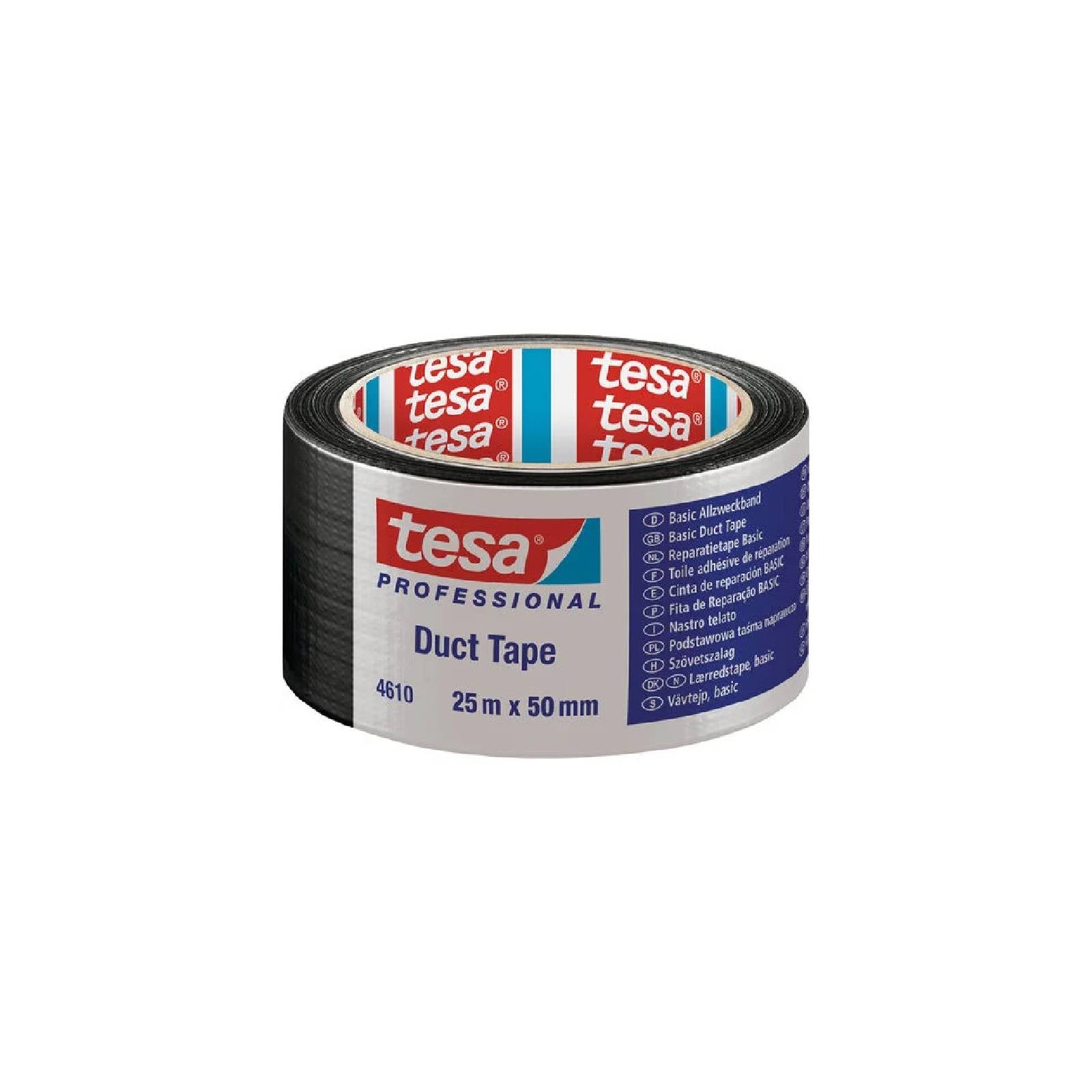 Nastro Nero telato "Duct Tape 4610" con rivestimento in PE rinforzato con tessuto in PET ideale per imballaggio 6 pz